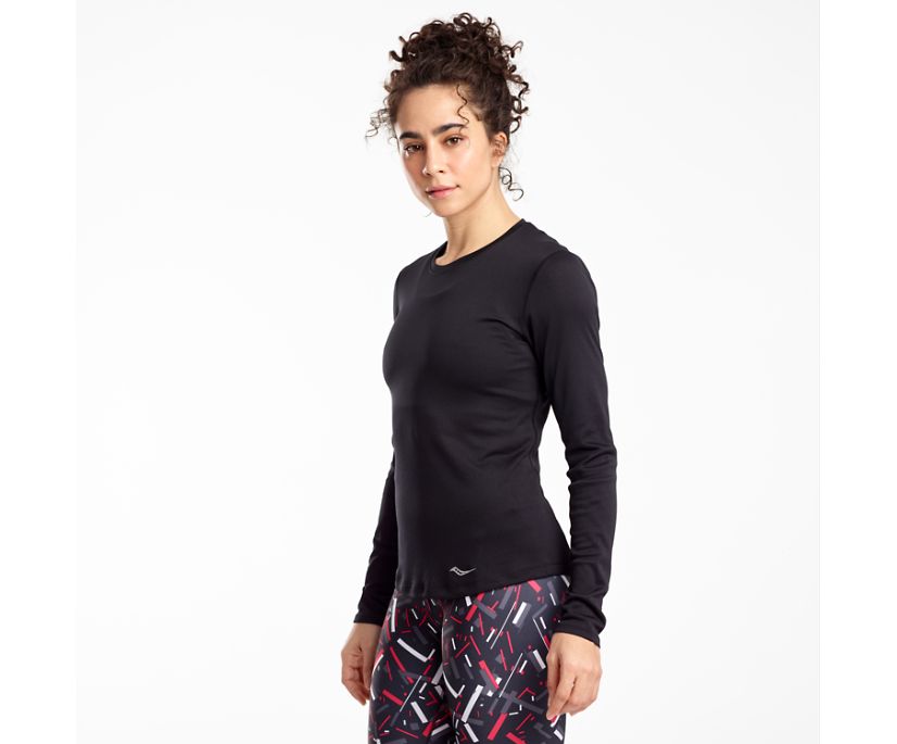 Saucony Stopwatch Long Sleeve Women's Shirts Black | Canada 294ILHS